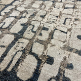 9’4 x 12’3 Swedish Style Rug Pure Distressed Silk, Organic Wool + Allo Muted Midnight Blue, Taupe & Beige LB30 Linda's Barn