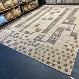 9’7 x 14’ Stonewashed Silk, Wool + Allo Moroccan Design Rug Beige & Brown MR1 Linda's Barn