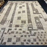 9’7 x 14’ Stonewashed Silk, Wool + Allo Moroccan Design Rug Beige & Brown MR1 Linda's Barn