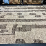 9’7 x 14’ Stonewashed Silk, Wool + Allo Moroccan Design Rug Beige & Brown MR1 Linda's Barn