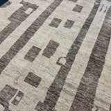 9’7 x 14’ Stonewashed Silk, Wool + Allo Moroccan Design Rug Beige & Brown MR1 Linda's Barn