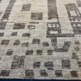 9’7 x 14’ Stonewashed Silk, Wool + Allo Moroccan Design Rug Beige & Brown MR1 Linda's Barn