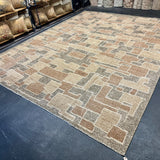 9’2 x 12’1 Swedish Style Rug Pure Silk and Organic Wool Muted Beige, Brown &  Charcoal LB12