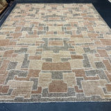 9’2 x 12’1 Swedish Style Rug Pure Silk and Organic Wool Muted Beige, Brown &  Charcoal LB12