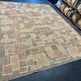 9’2 x 12’1 Swedish Style Rug Pure Silk and Organic Wool Muted Beige, Brown &  Charcoal LB12