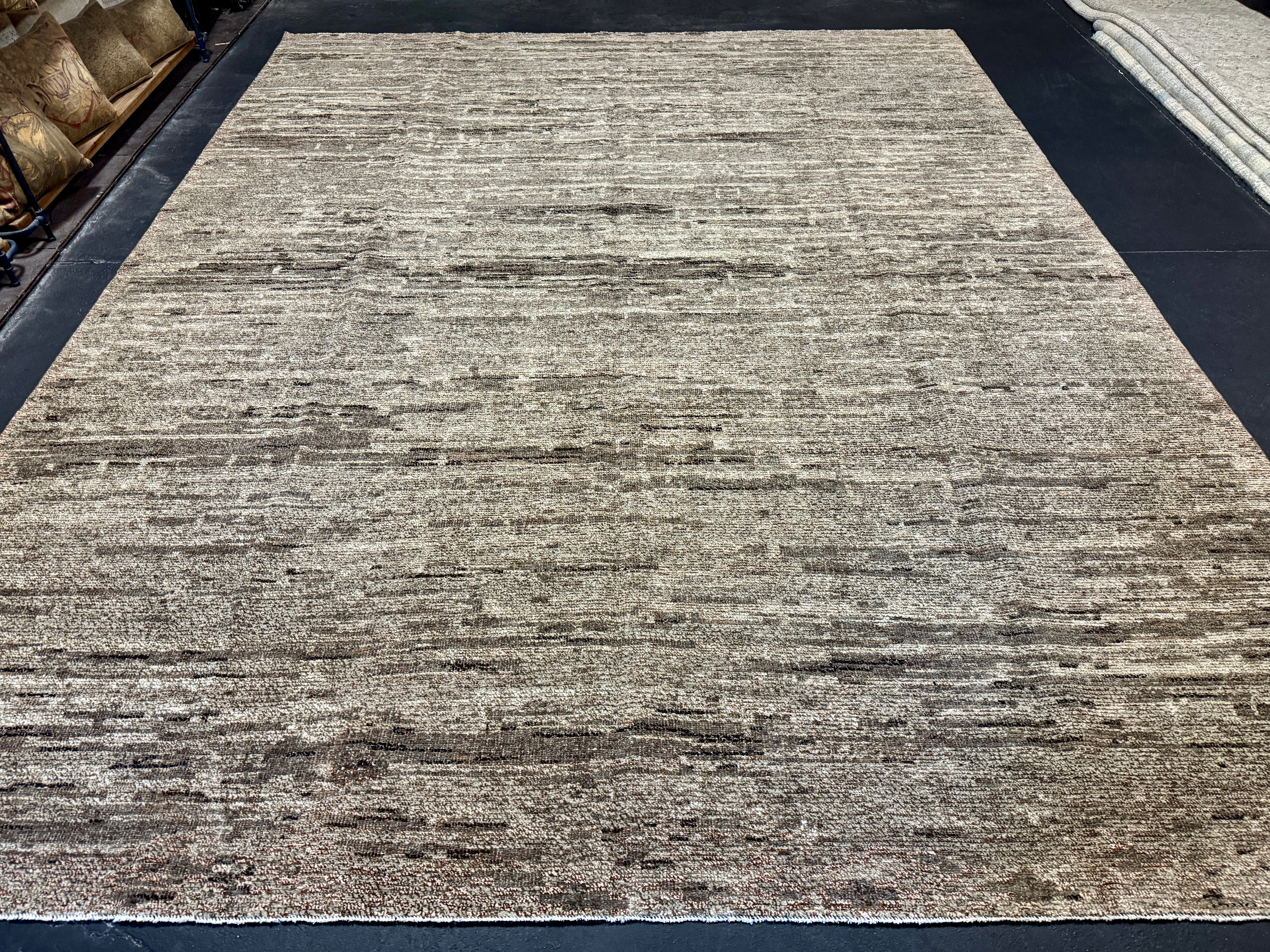 9’5 x 12’1 Moroccan Style Rug Pure Silk and Organic Wool Muted Dark Taupe, Brown & Gray LB06 Linda's Barn