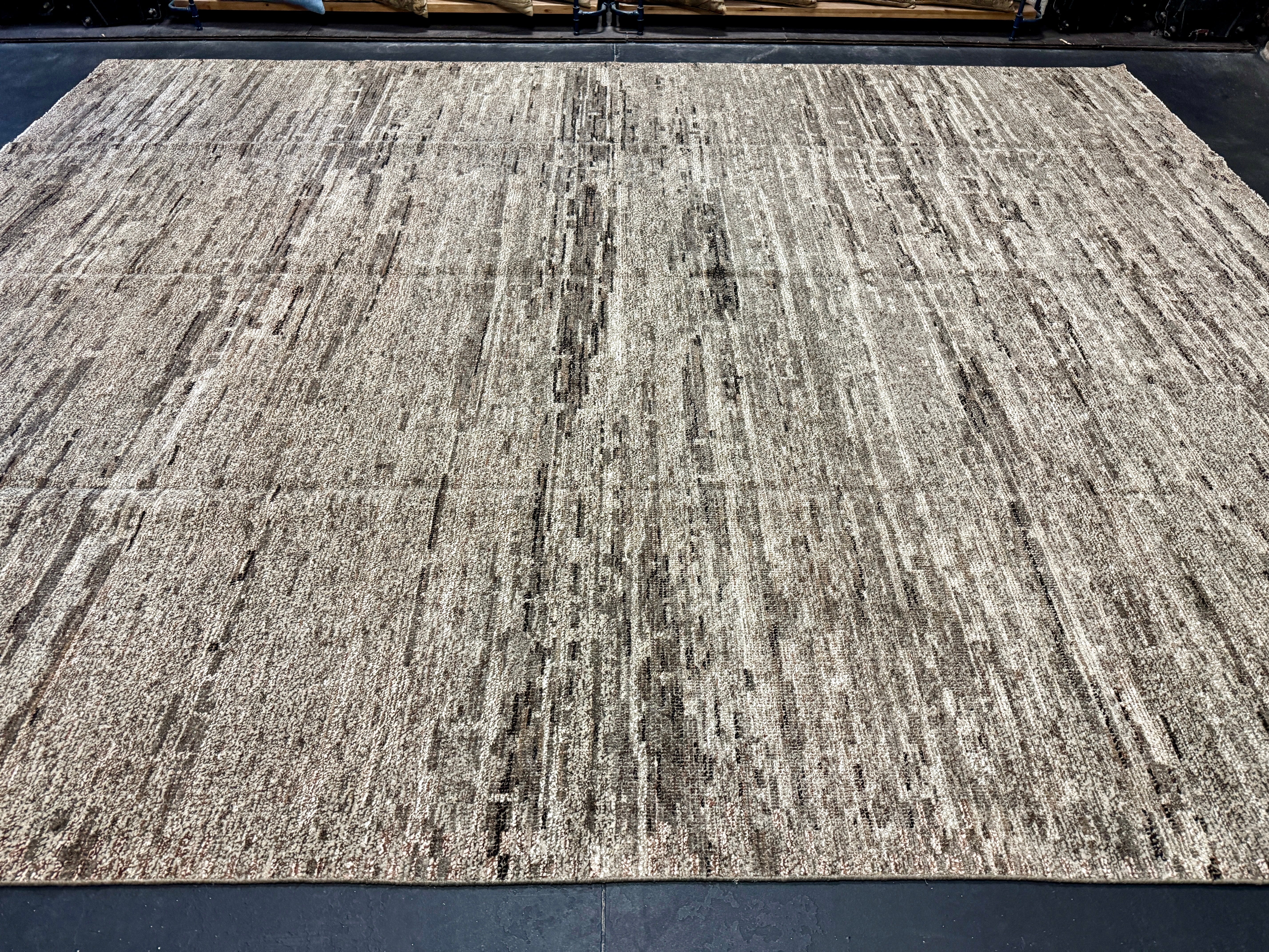 9’5 x 12’1 Moroccan Style Rug Pure Silk and Organic Wool Muted Dark Taupe, Brown & Gray LB06 Linda's Barn