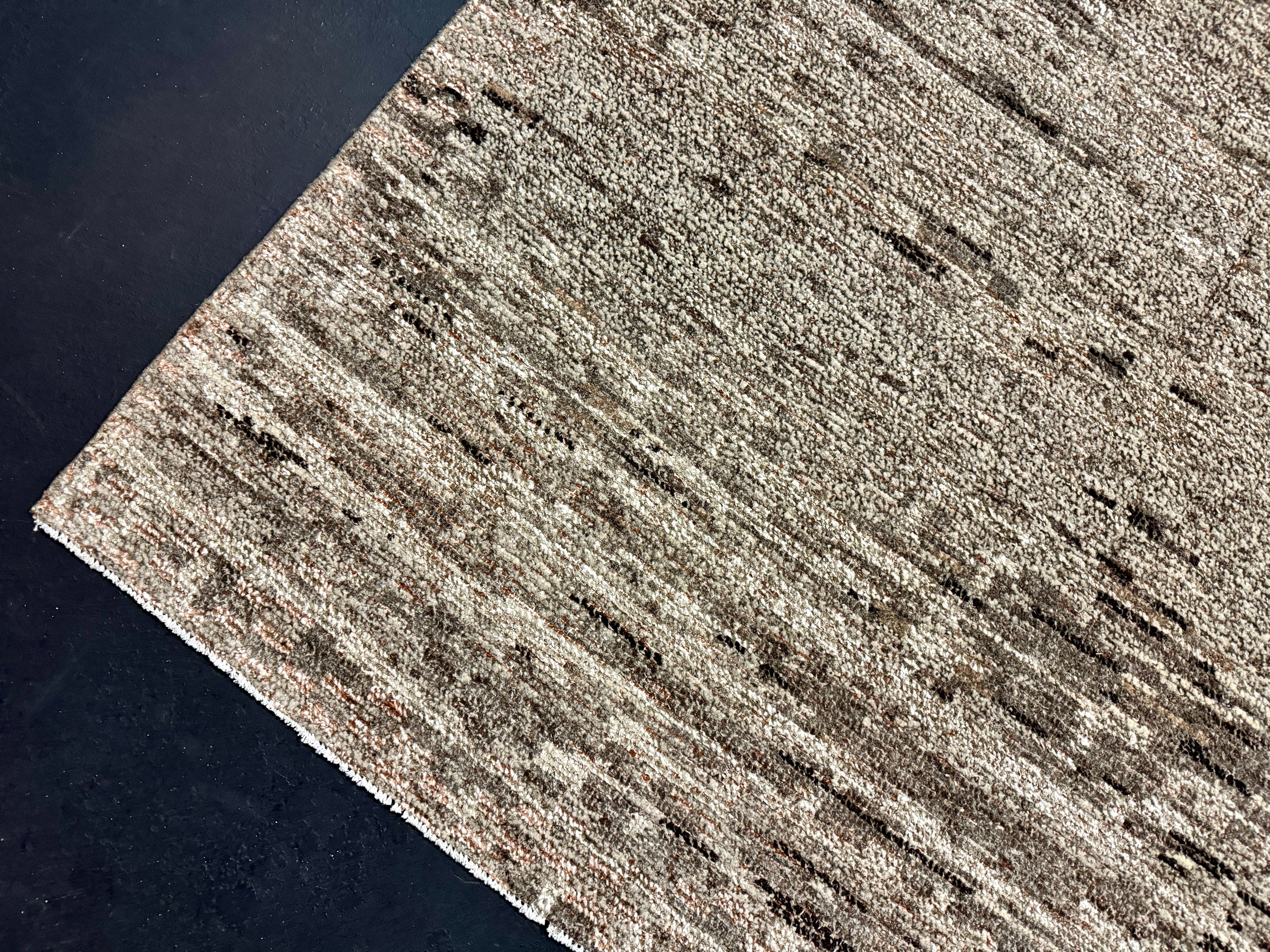 9’5 x 12’1 Moroccan Style Rug Pure Silk and Organic Wool Muted Dark Taupe, Brown & Gray LB06 Linda's Barn
