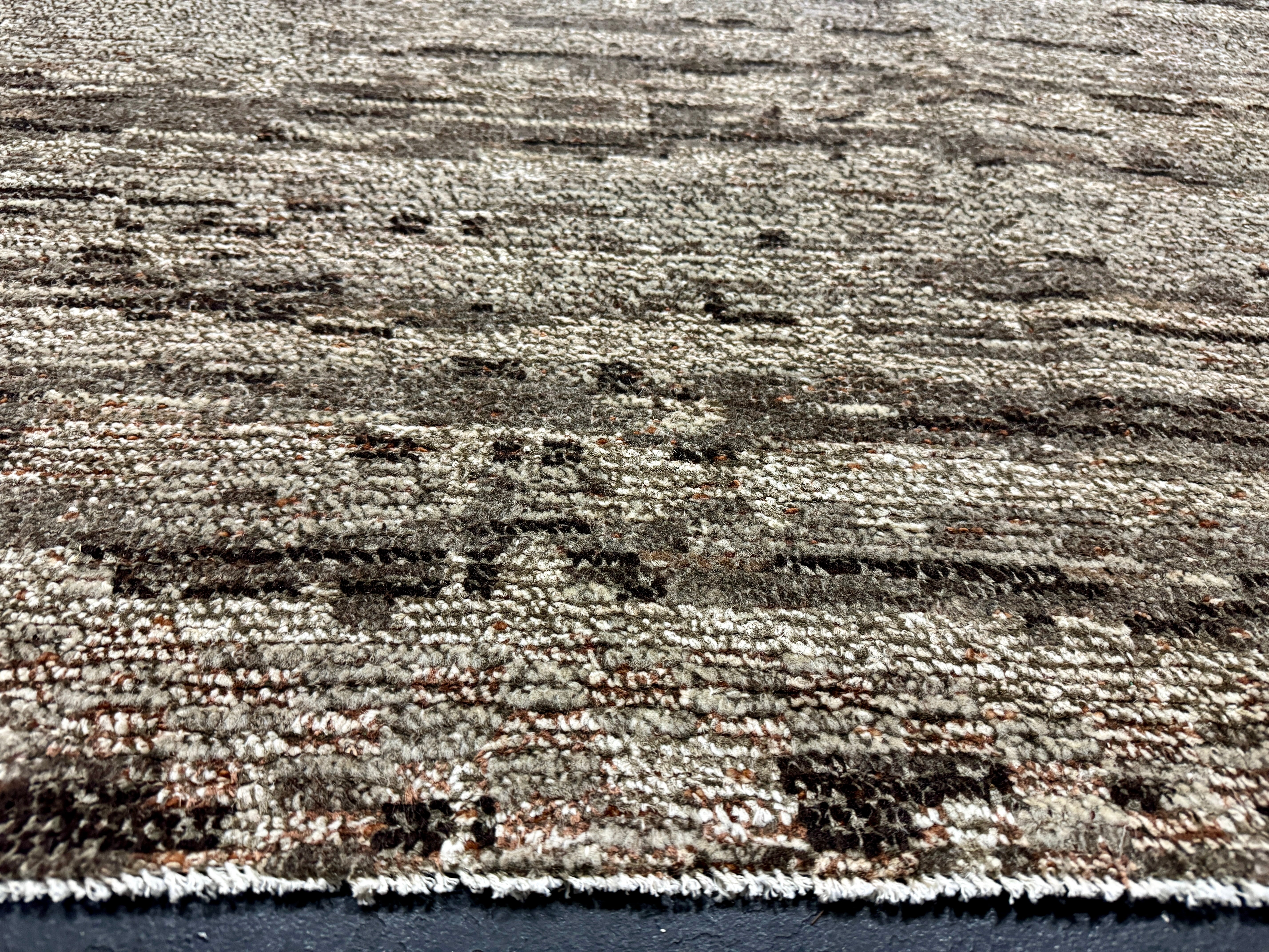 9’5 x 12’1 Moroccan Style Rug Pure Silk and Organic Wool Muted Dark Taupe, Brown & Gray LB06 Linda's Barn