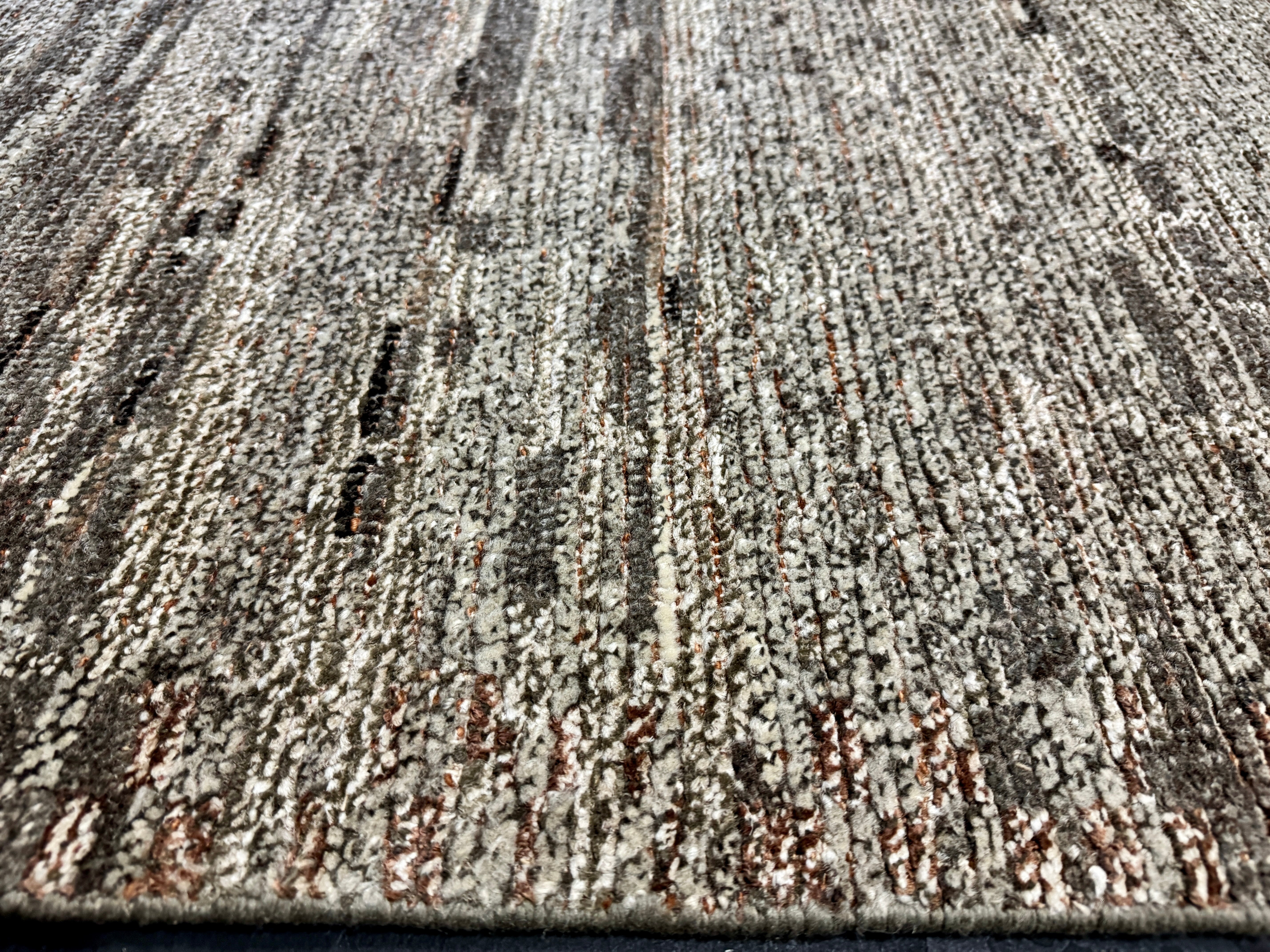 9’5 x 12’1 Moroccan Style Rug Pure Silk and Organic Wool Muted Dark Taupe, Brown & Gray LB06 Linda's Barn