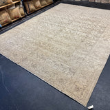 9’ x 11’11 Style Rug Pure Distressed Silk, Organic Wool + Allo Muted Stone Beige, Taupe & Charcoal LB23 Linda's Barn