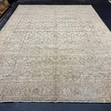 9’ x 11’11 Style Rug Pure Distressed Silk, Organic Wool + Allo Muted Stone Beige, Taupe & Charcoal LB23 Linda's Barn