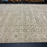 9’ x 11’11 Style Rug Pure Distressed Silk, Organic Wool + Allo Muted Stone Beige, Taupe & Charcoal LB23 Linda's Barn