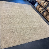 9’ x 11’11 Style Rug Pure Distressed Silk, Organic Wool + Allo Muted Stone Beige, Taupe & Charcoal LB23 Linda's Barn