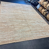 9’2 x 12’ Moroccan Style Rug Pure Soft Organic Wool Sea Foam Blue & Warm Beige LB38 Linda's Barn