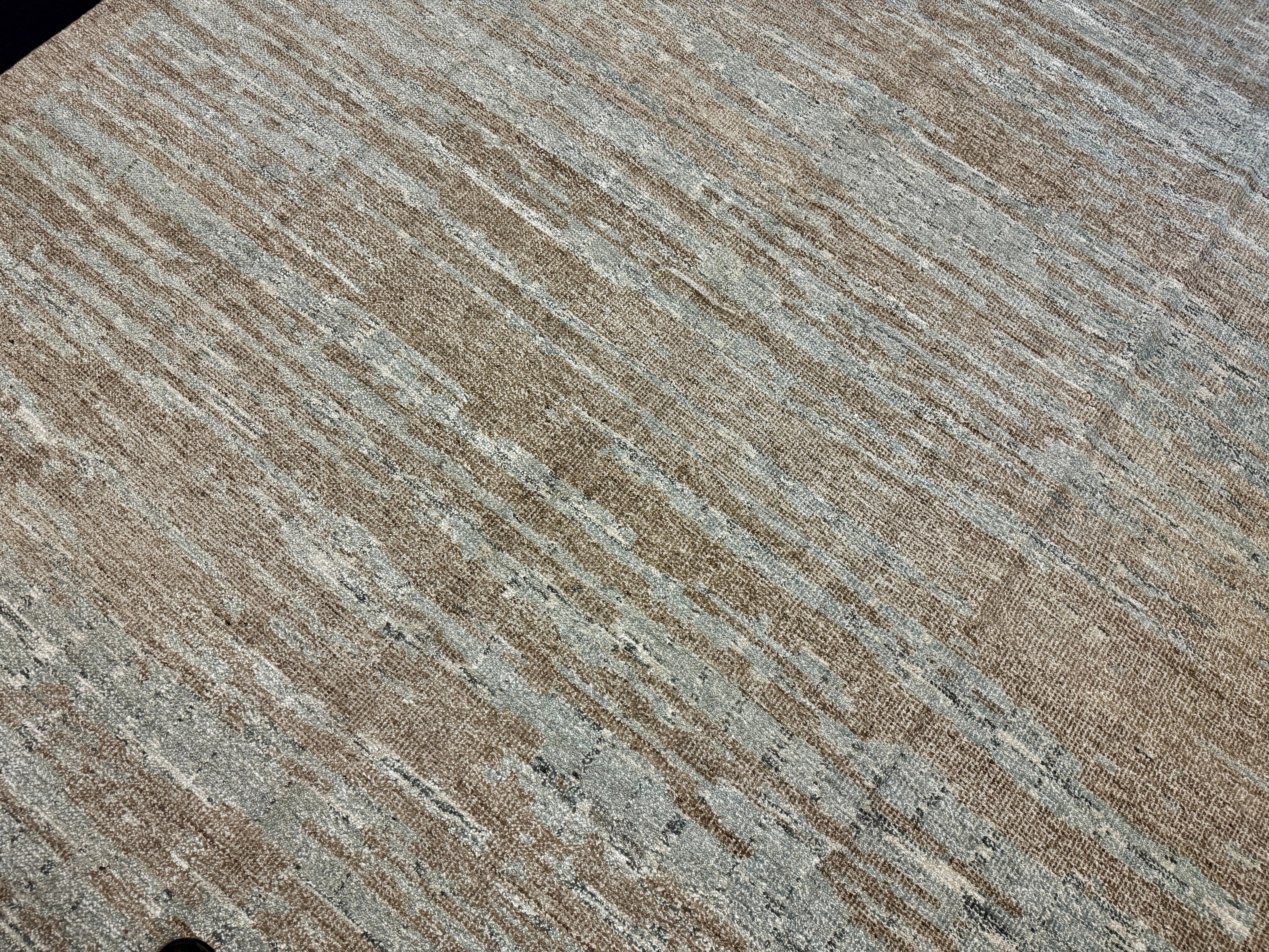 9’2 x 12’ Moroccan Style Rug Pure Soft Organic Wool Sea Foam Blue & Warm Beige LB38 Linda's Barn