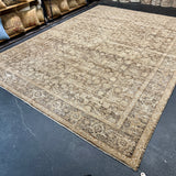8’11 x 12’7 Persian Style Rug Pure Distressed Silk, Organic Wool + Allo Muted Camel, Browns & Gray LB22