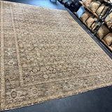8’11 x 12’7 Persian Style Rug Pure Distressed Silk, Organic Wool + Allo Muted Camel, Browns & Gray LB22