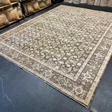 8’11 x 12’Persian Style Rug Pure Distressed Silk, Organic Wool + Allo Muted Browns, Taupe & Gray LB17