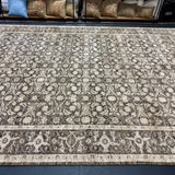 8’11 x 12’Persian Style Rug Pure Distressed Silk, Organic Wool + Allo Muted Browns, Taupe & Gray LB17