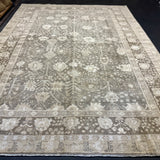 8’11 x 12’3 Silk & Wool Oushak Rug, Clay, Sage, Taupe, Cream + Stone LB28