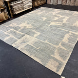 9’9 x 12’ Moroccan Style Rug Pure Soft Organic Wool Denim Blue & Creamy Ivory LB35