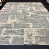 9’9 x 12’ Moroccan Style Rug Pure Soft Organic Wool Denim Blue & Creamy Ivory LB35