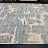 9’9 x 12’ Moroccan Style Rug Pure Soft Organic Wool Denim Blue & Creamy Ivory LB35