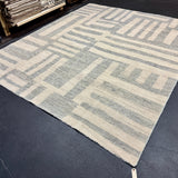 8’5 x 9’10 Moroccan Style Rug Pure Soft Organic Wool Denim Blue, Gray & Ivory LB39 Linda's Barn