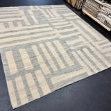 8’5 x 9’10 Moroccan Style Rug Pure Soft Organic Wool Denim Blue, Gray & Ivory LB39 Linda's Barn