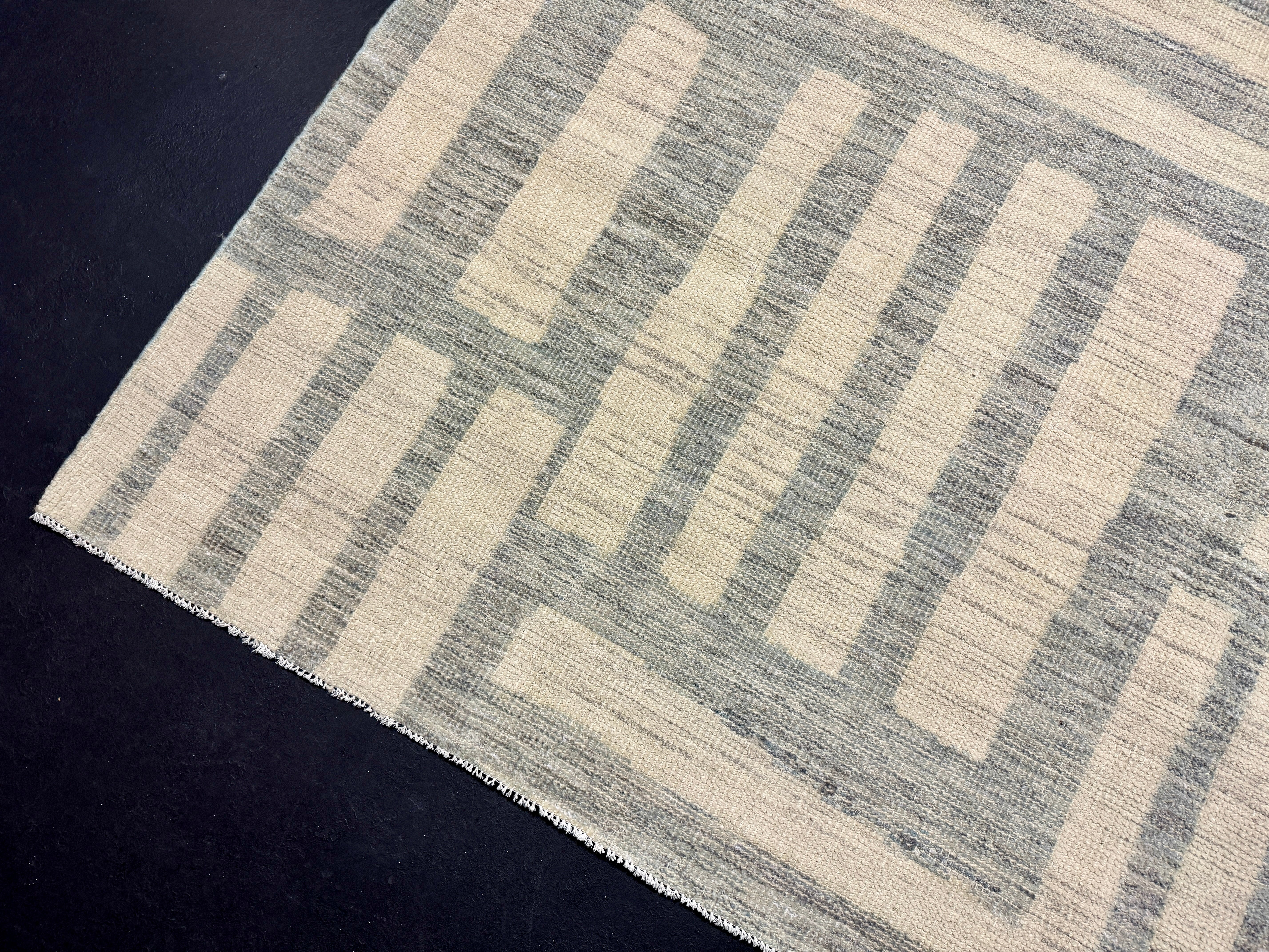 8’5 x 9’10 Moroccan Style Rug Pure Soft Organic Wool Denim Blue, Gray & Ivory LB39 Linda's Barn