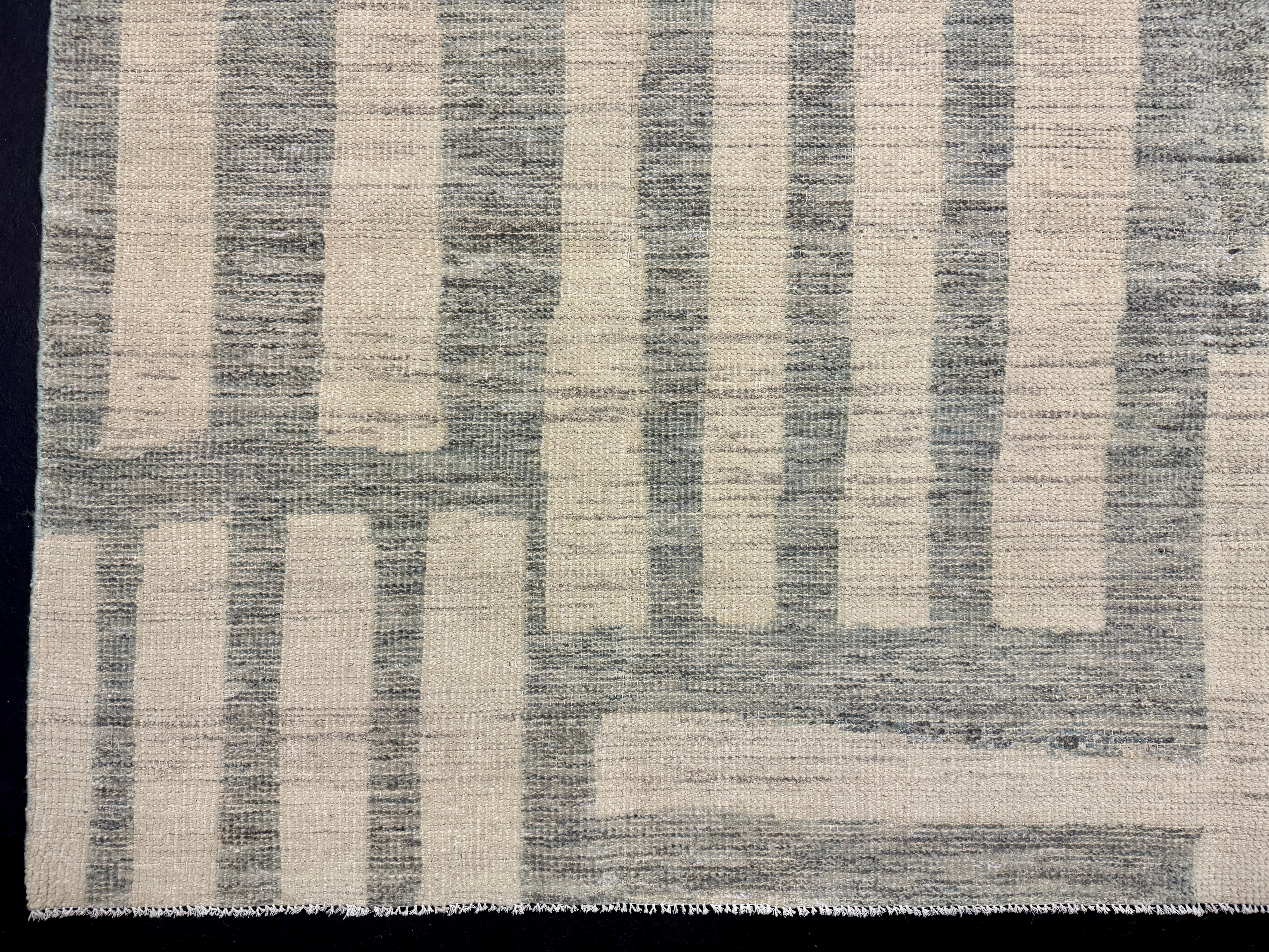 8’5 x 9’10 Moroccan Style Rug Pure Soft Organic Wool Denim Blue, Gray & Ivory LB39 Linda's Barn
