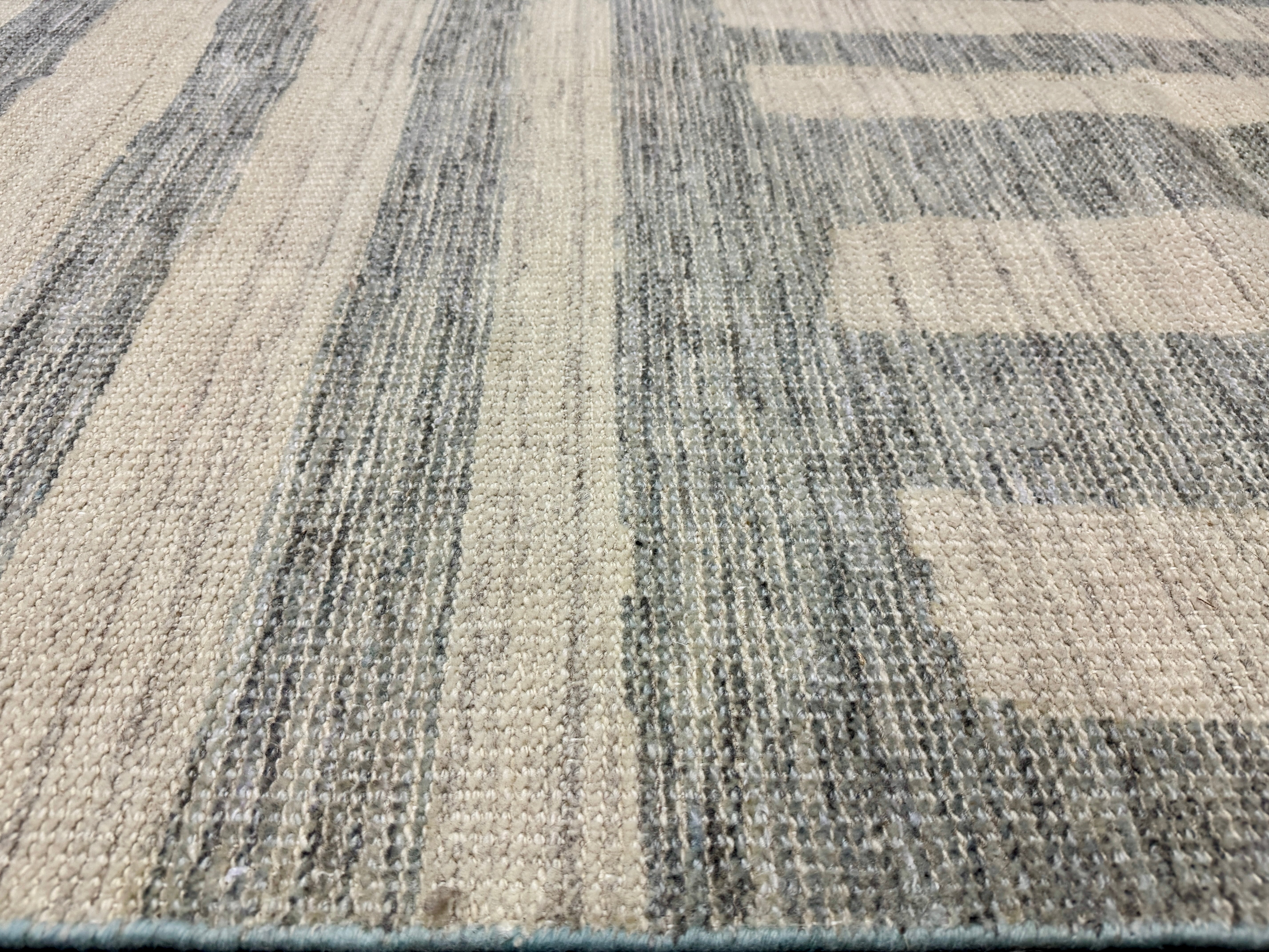 8’5 x 9’10 Moroccan Style Rug Pure Soft Organic Wool Denim Blue, Gray & Ivory LB39 Linda's Barn