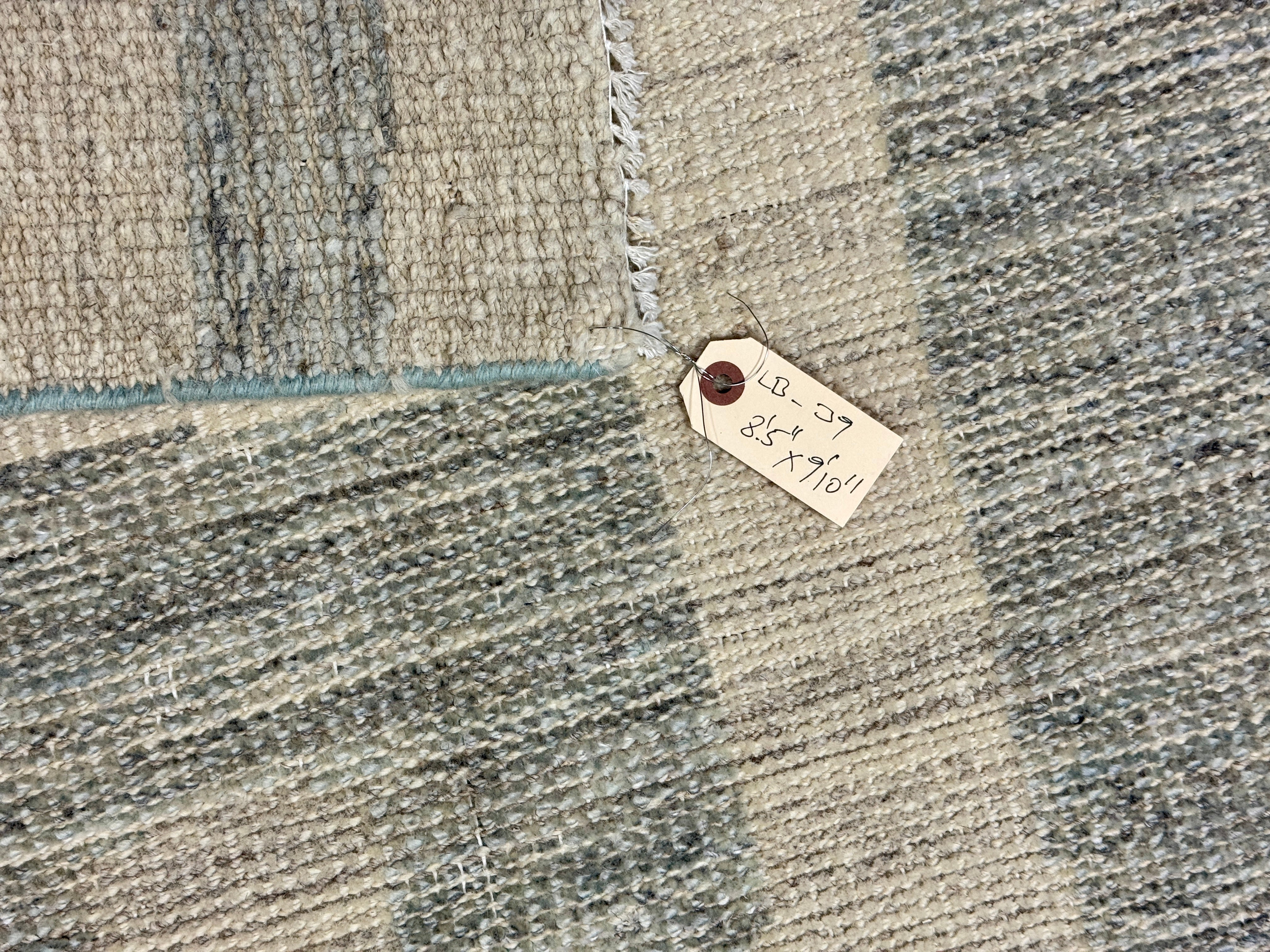 8’5 x 9’10 Moroccan Style Rug Pure Soft Organic Wool Denim Blue, Gray & Ivory LB39 Linda's Barn