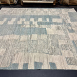 8’4 x 9’9 Moroccan Style Rug Pure Soft Organic Wool Denim Blue, Gray & Ivory Abstract LB33 Linda's Barn