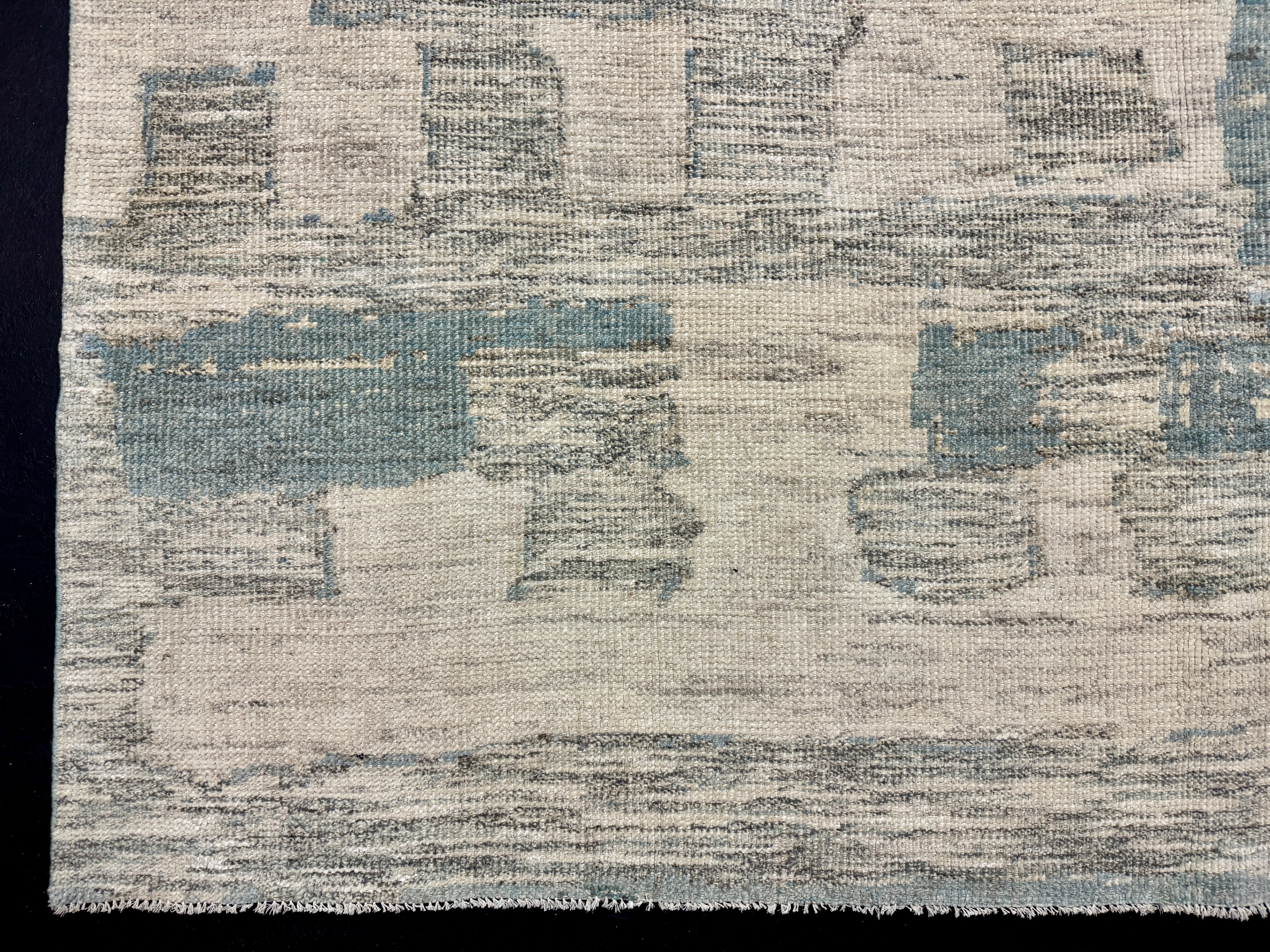 8’4 x 9’9 Moroccan Style Rug Pure Soft Organic Wool Denim Blue, Gray & Ivory Abstract LB33 Linda's Barn