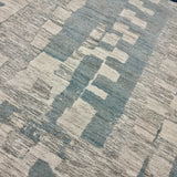 8’4 x 9’9 Moroccan Style Rug Pure Soft Organic Wool Denim Blue, Gray & Ivory Abstract LB33 Linda's Barn