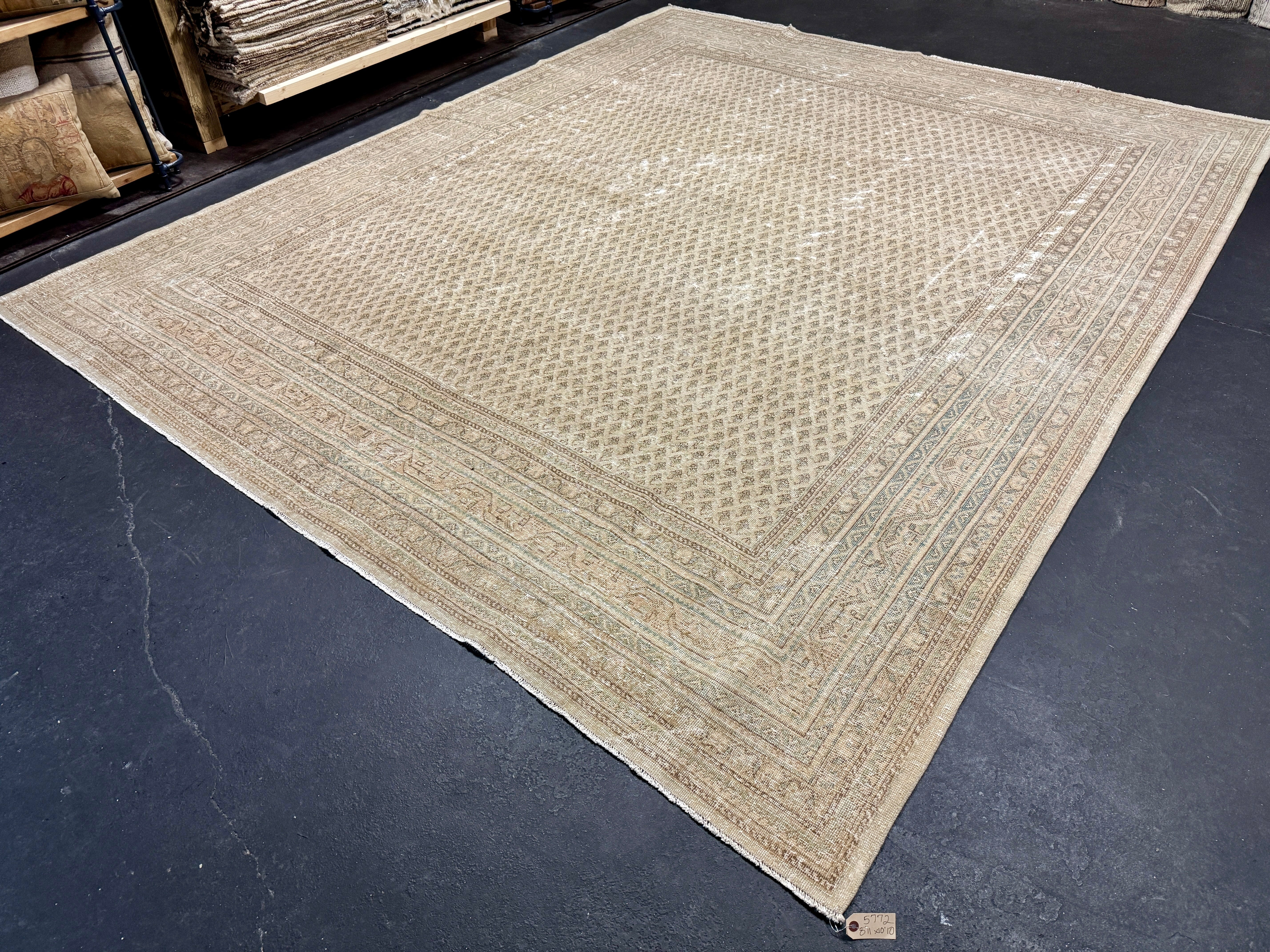 9’ x 11’  Classic Vintage Rug Muted Beige, Bronze & Sea Blue 5772 Linda's Barn