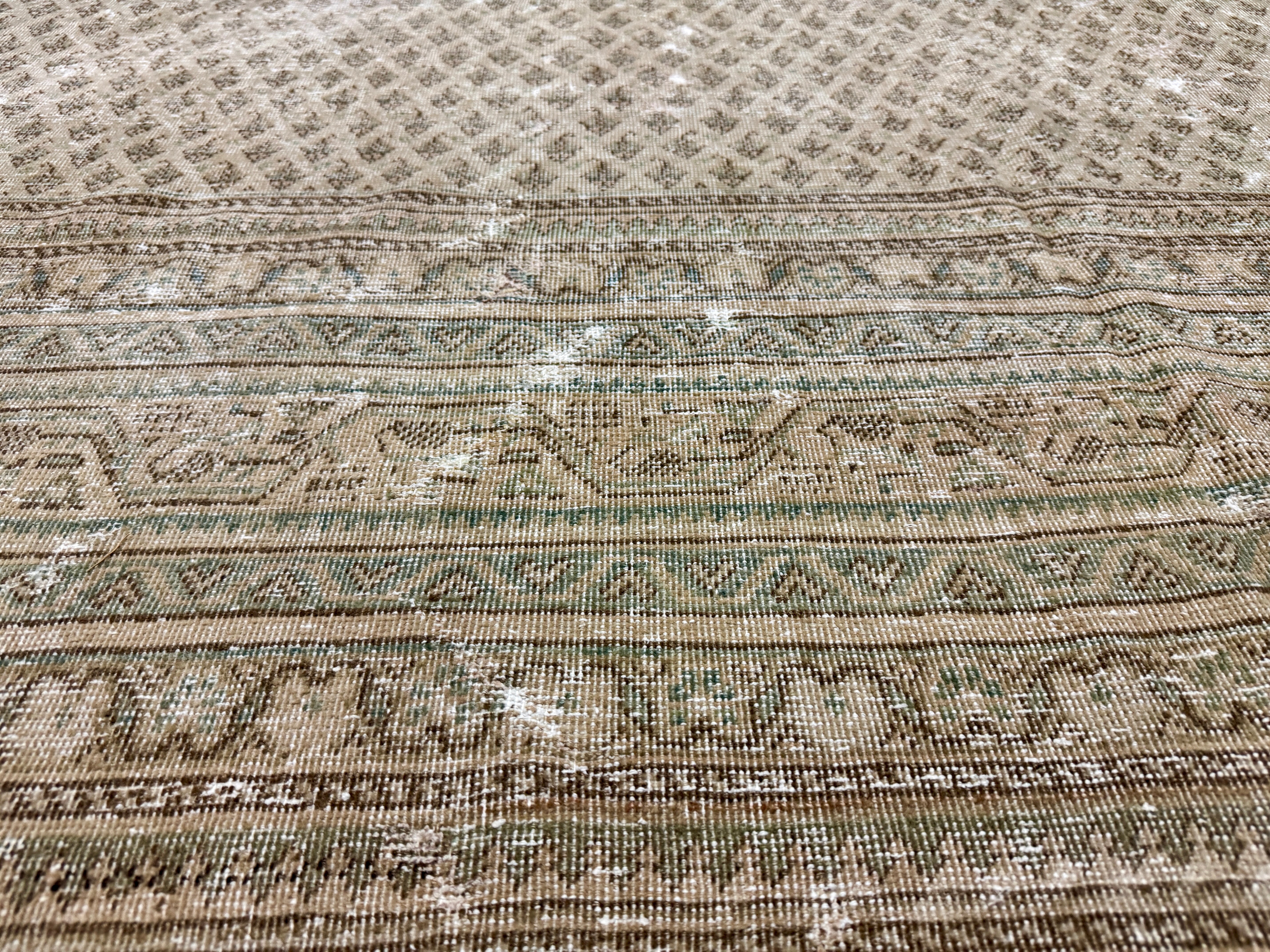 9’ x 11’  Classic Vintage Rug Muted Beige, Bronze & Sea Blue 5772 Linda's Barn