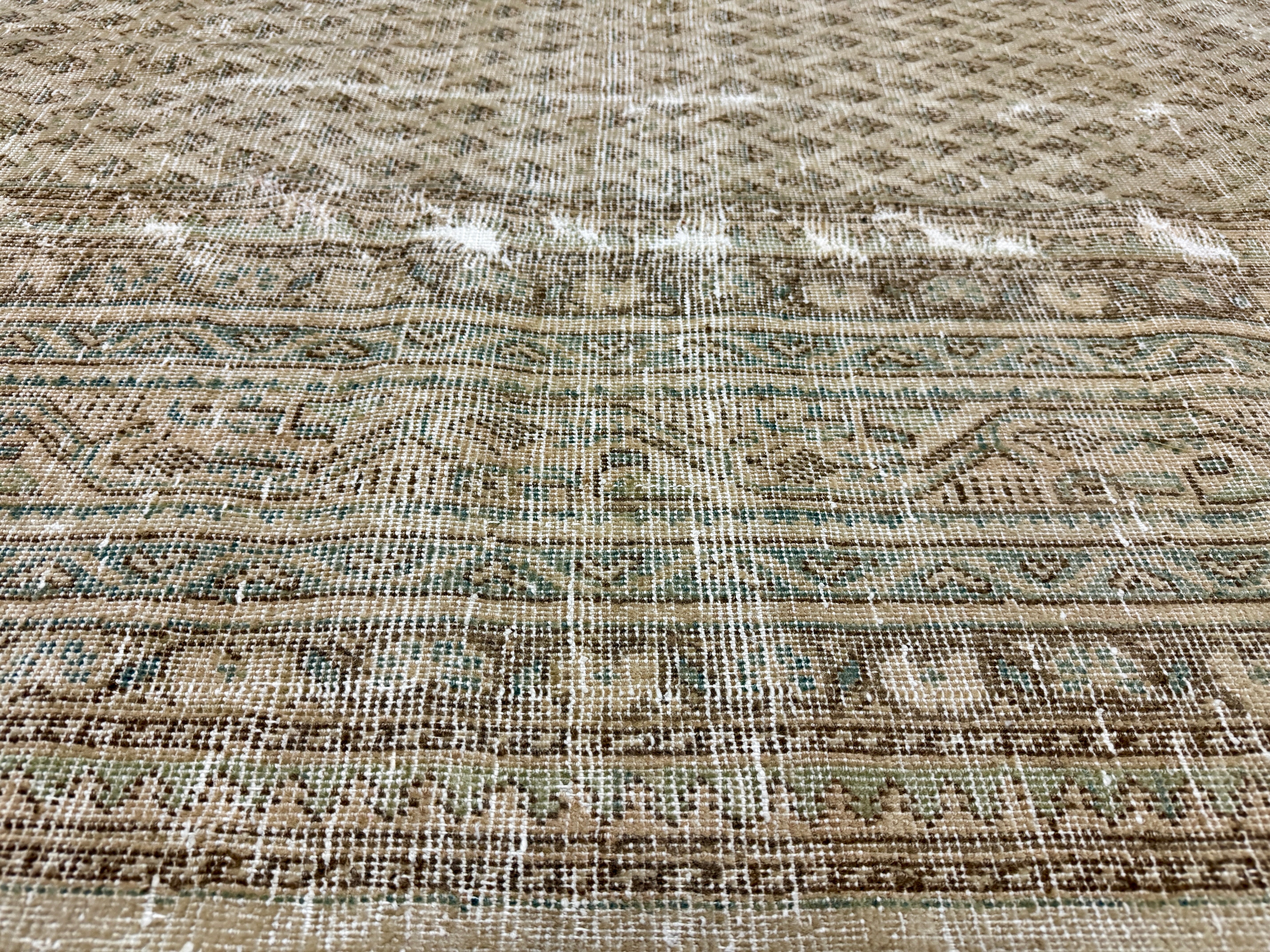 9’ x 11’  Classic Vintage Rug Muted Beige, Bronze & Sea Blue 5772 Linda's Barn