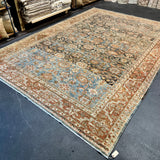 8’4 x 11’9 Classic Antique Carpet Muted Blue, Rust & Beige 5773 Linda's Barn