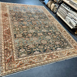 8’4 x 11’9 Classic Antique Carpet Muted Blue, Rust & Beige 5773 Linda's Barn
