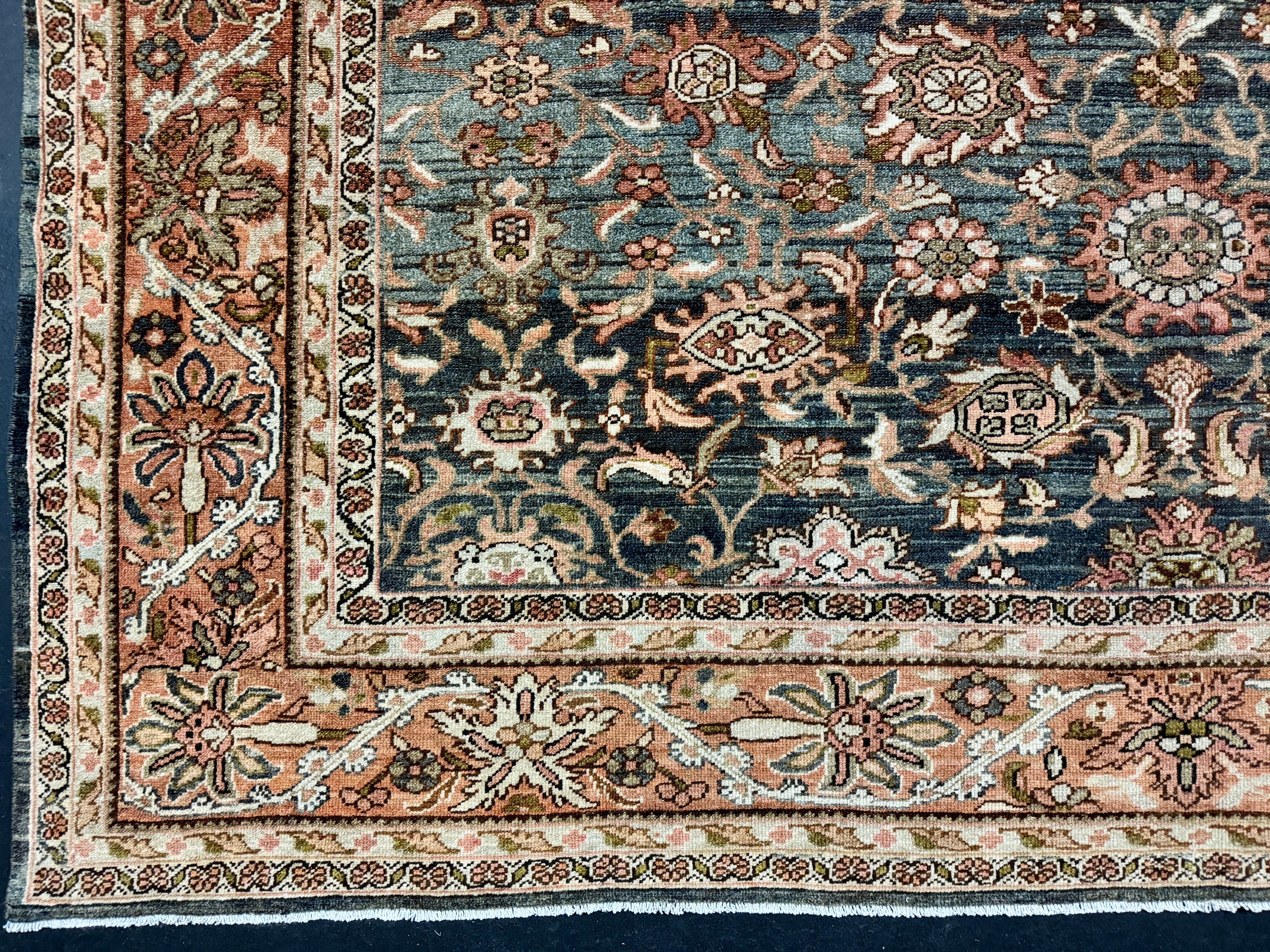 8’4 x 11’9 Classic Antique Carpet Muted Blue, Rust & Beige 5773 Linda's Barn