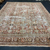 9’8 x 12’5 Classic Antique Carpet Muted Rust, Black, Bone & Gray 5770