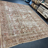 9’8 x 12’5 Classic Antique Carpet Muted Rust, Black, Bone & Gray 5770