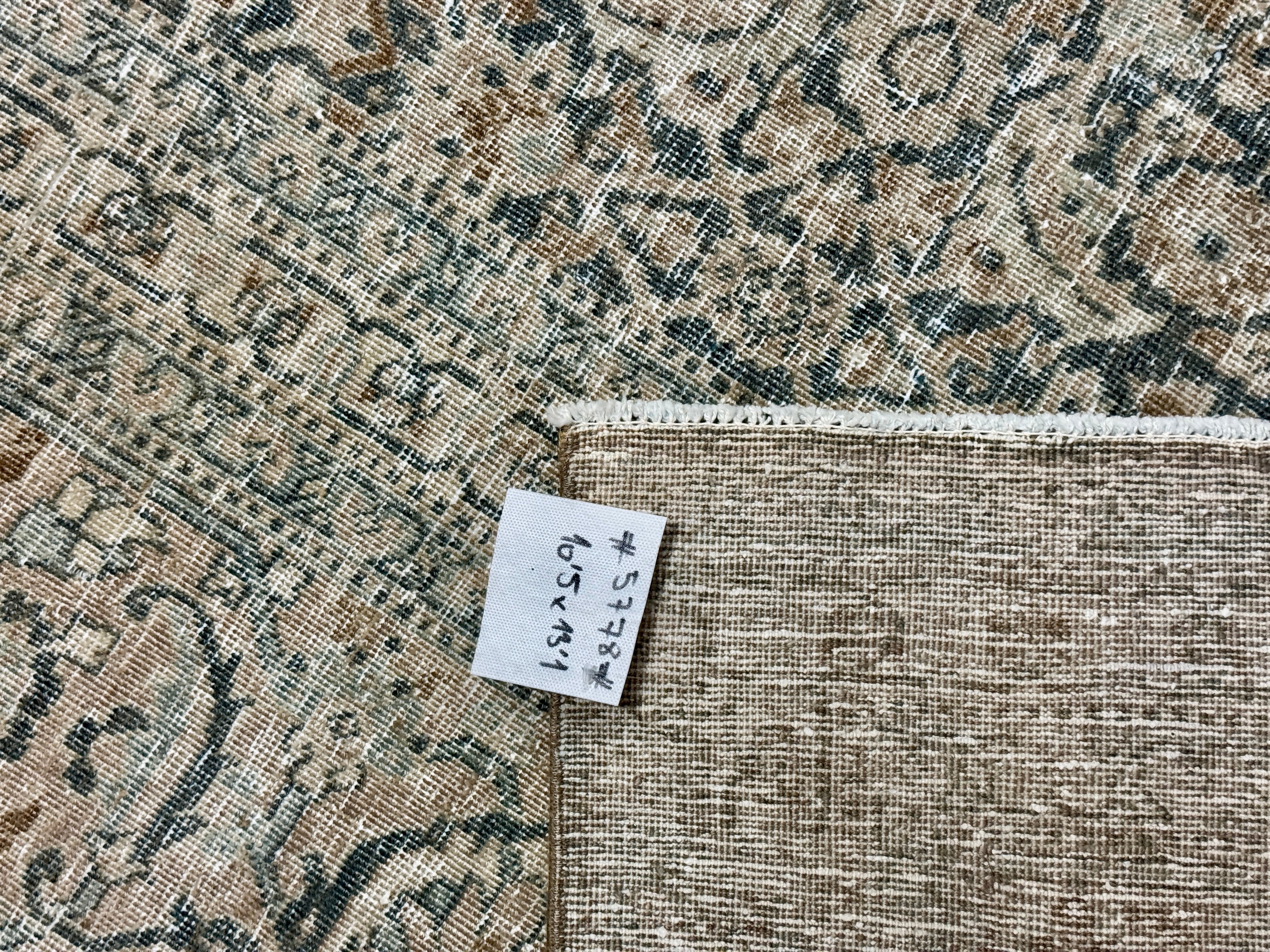 10’5 x 13’1 Classic Antique Rug Muted  Gray-Beige, Denim, Teal & Camel 5778 Linda's Barn