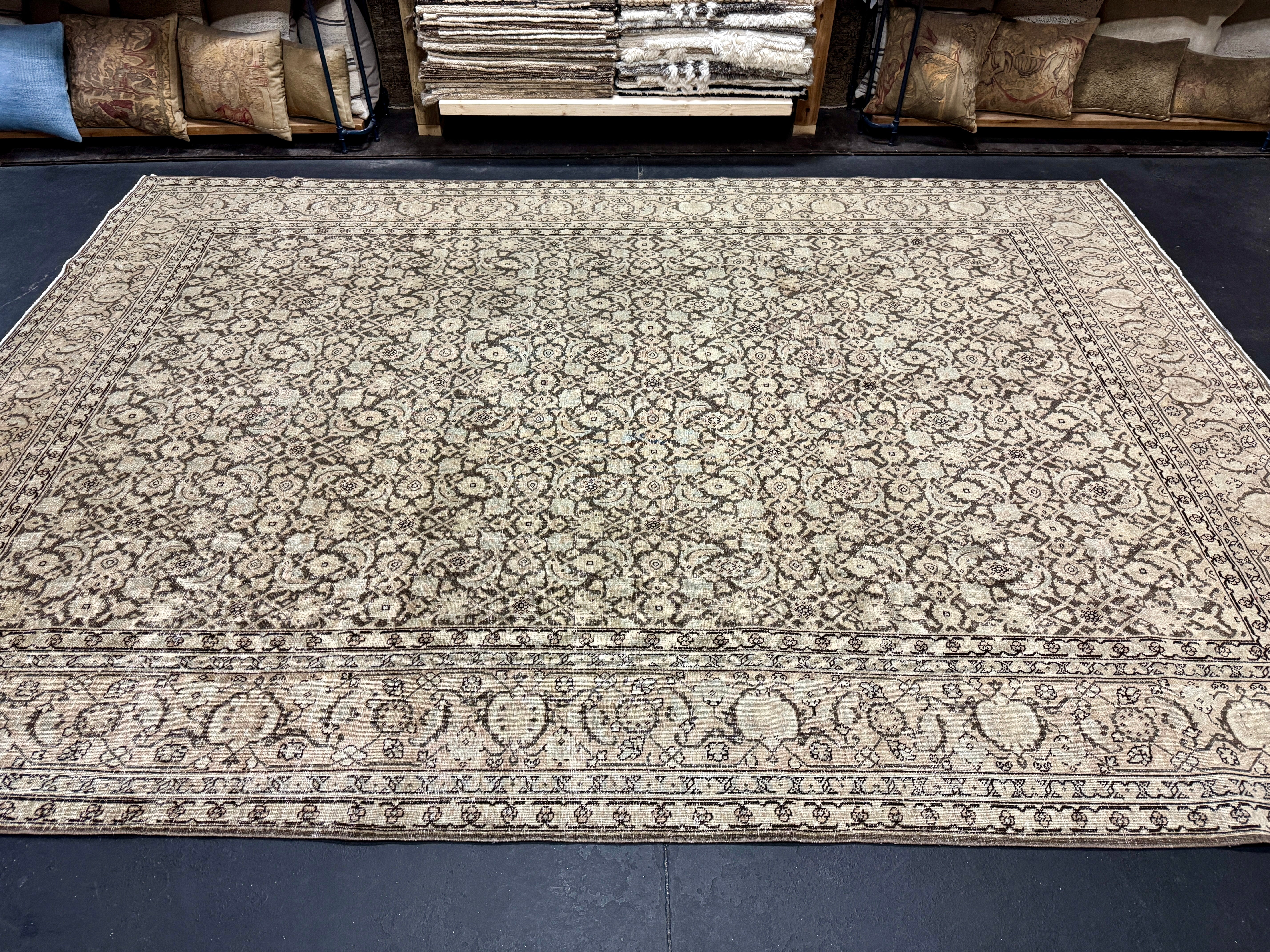 7’9 x 11’3 Classic Vintage Rug Muted Brown, Seafoam Blue &  Blush 5777 Linda's Barn