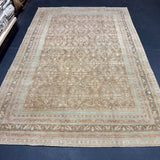 6’5 x 9’8 Vintage Rug Muted Camel Beige, Sea Foam Green & Blue 5771