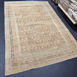6’5 x 9’8 Vintage Rug Muted Camel Beige, Sea Foam Green & Blue 5771