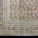 6’5 x 9’8 Vintage Rug Muted Camel Beige, Sea Foam Green & Blue 5771